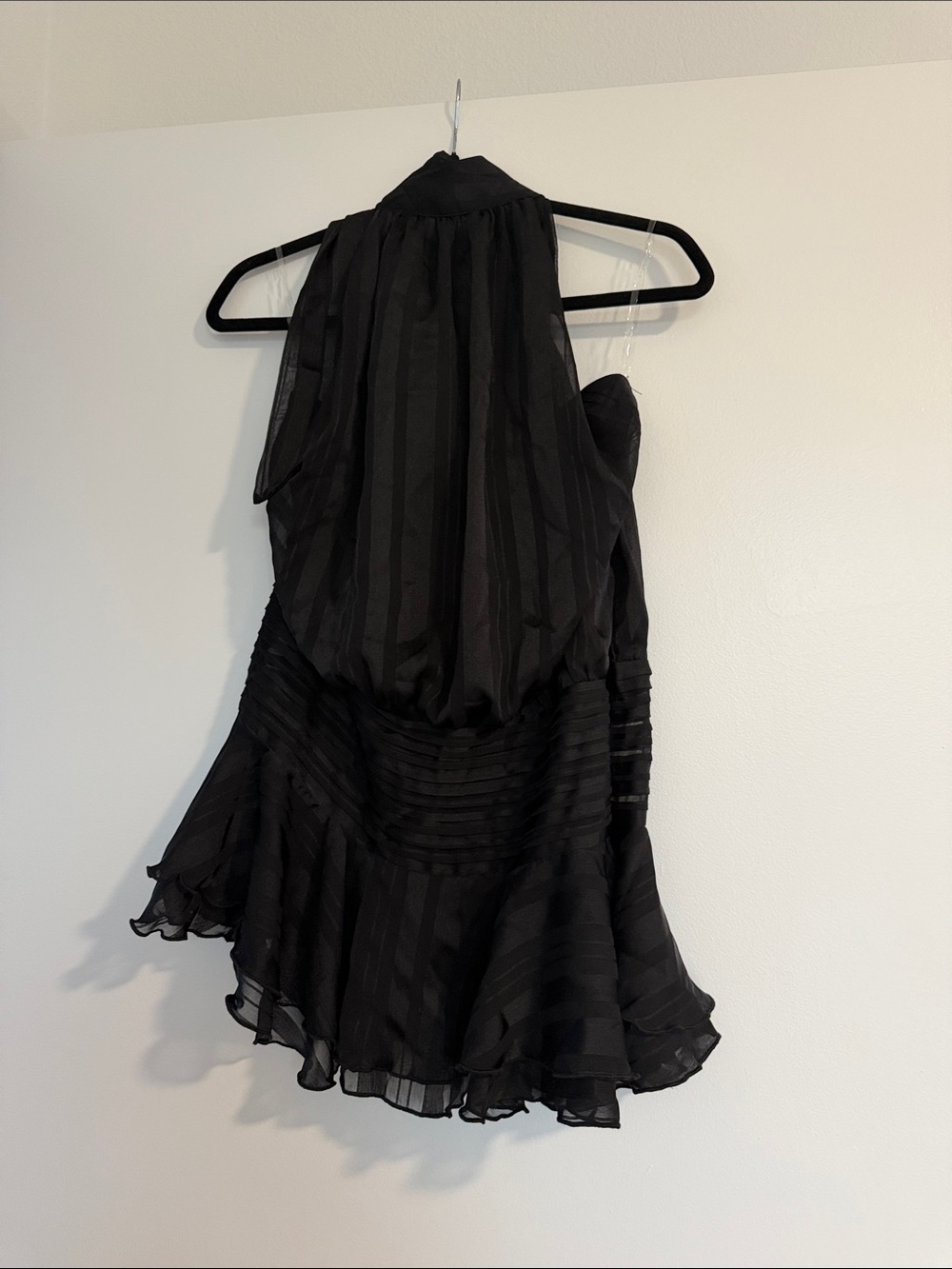 Peppermayo Willow Chiffon Mini Dress Black Halter Neck Cocktail Dress